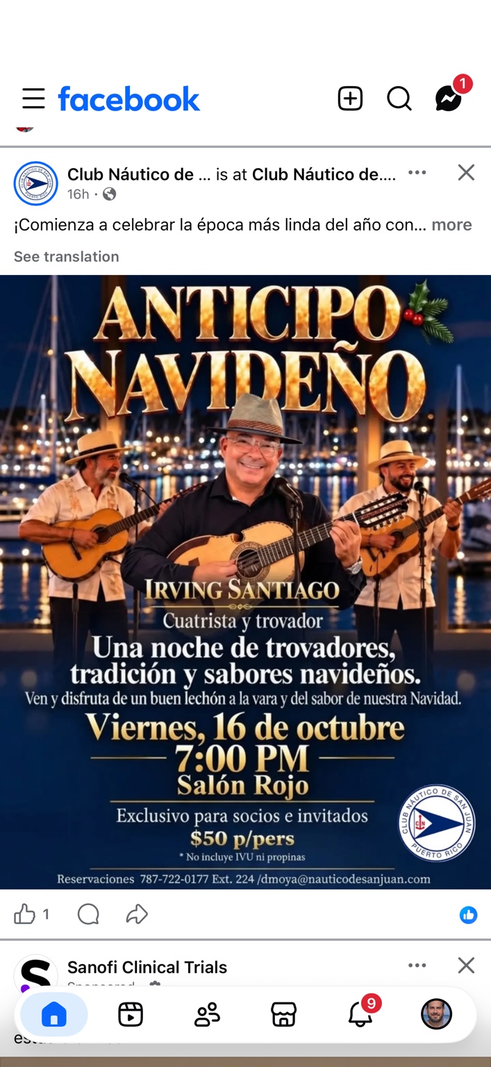 Anticipo Navideño con Irving Santiago — viernes 16 de octubre de 2026, 7:00 p.m., Salón Rojo; $50 por persona.
