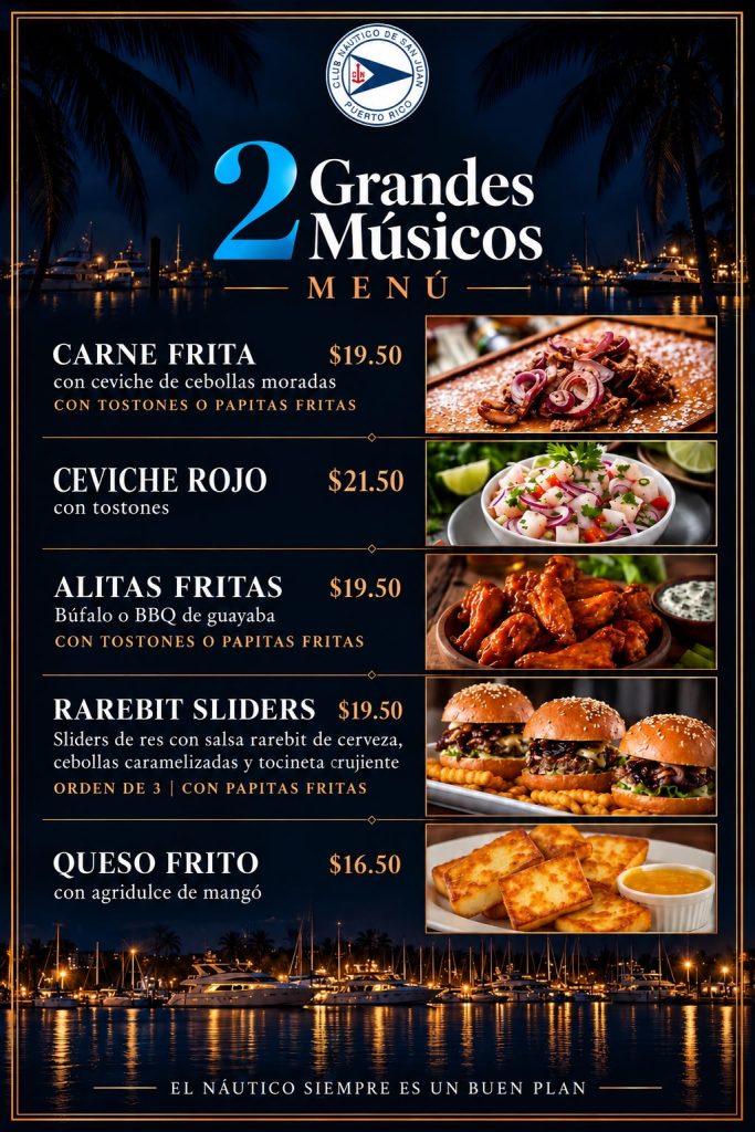 Menú de 2 Grandes Músicos — 9 de octubre de 2026